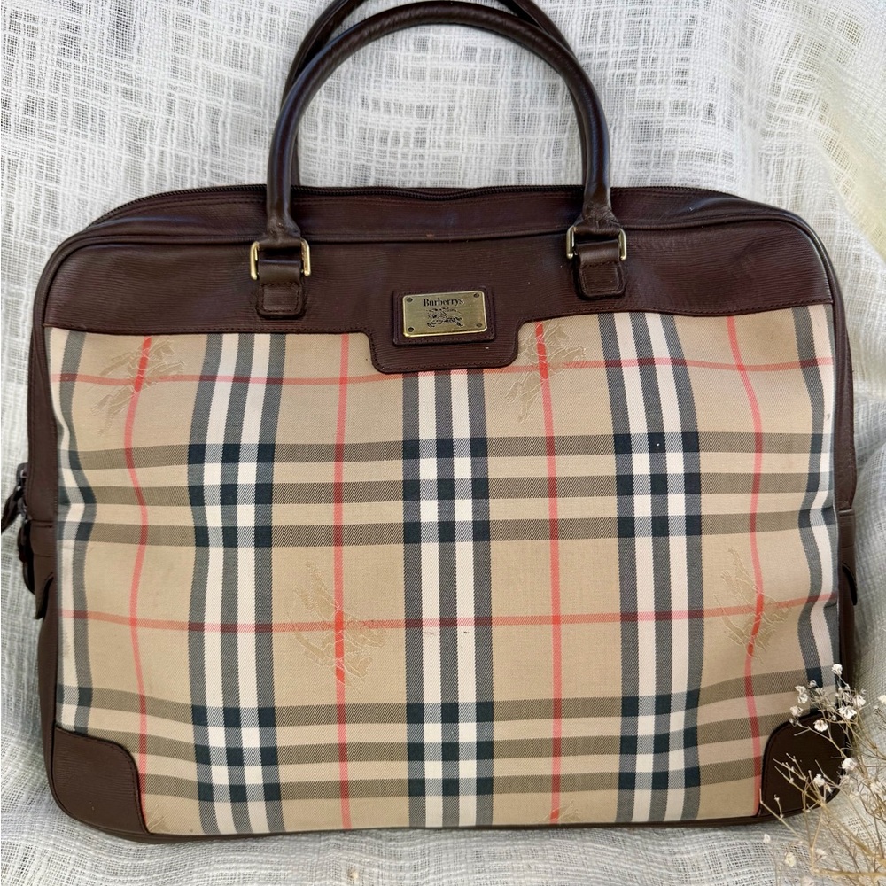 Authentic Burberry Brown Nova check Check Canvas Garment Bag